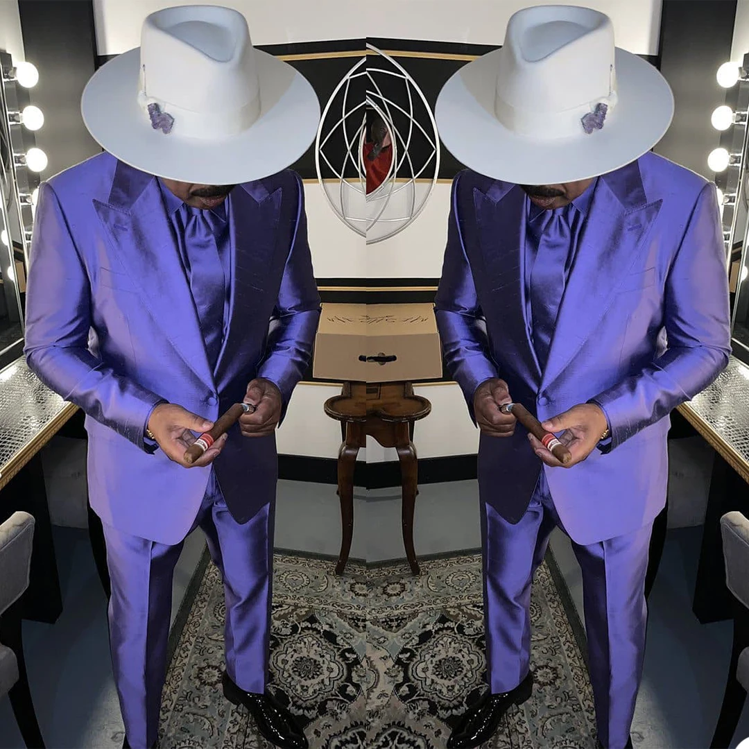 

Благородный высокое качество фиолетовый мужской деловой смокинг Slim Fit Жених Свадебный Блейзер Костюмы на выпускной, праздничная одежда (куртка + брюки)