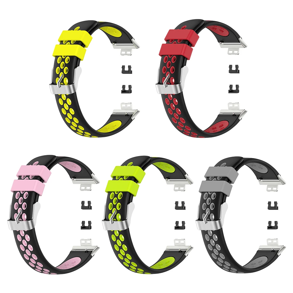 

Silicone Smart Watch Band Strap Replacement for Huawei Watch Fit Double Color Sports Bracelet Watchband Smart Accessories