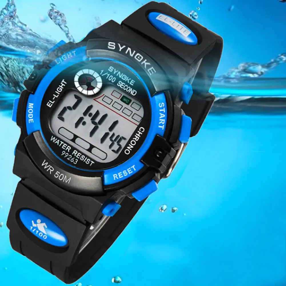 

Child Boys Girls Digital Electronic Waterproof Watch Digits Display Luminous Cute Casual Wristwatch Fabala
