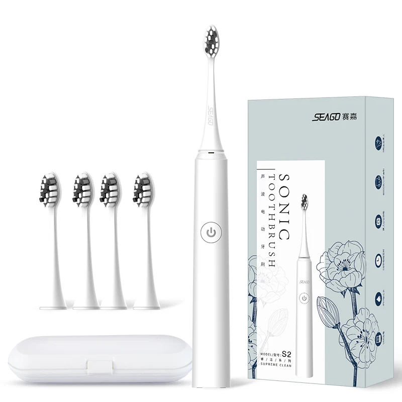 White2Box SEAGO sonic электрическая зубная щетка USB перезаряжаемая обновленная ультра звуковая зубная щетка для взрослых водонепроницаемый вибратор Здоровый подарок для путешествий - Цвет: White2Box