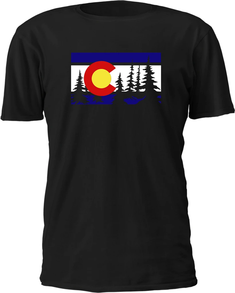 Мужская футболка с изображением флага дерева Скалистых гор подарок на сувенир