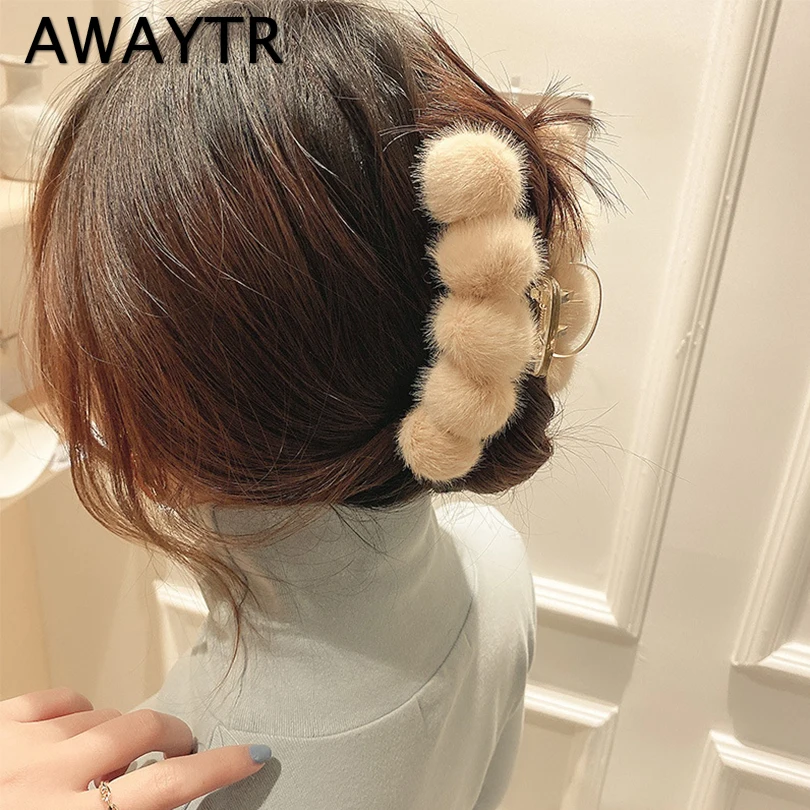 

AWAYTR, плюшевый коготь, заколка для волос, заколки для головы, женские головные уборы, новые Когти для волос, милая повязка на голову, заколка д...