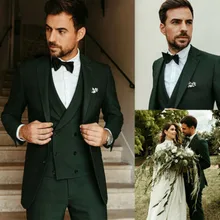 Trajes hommes ternos masculinos formais sob medida do casamento smoking 3 peças blazer verde colete calça noivo festa ternos conjunto (2)