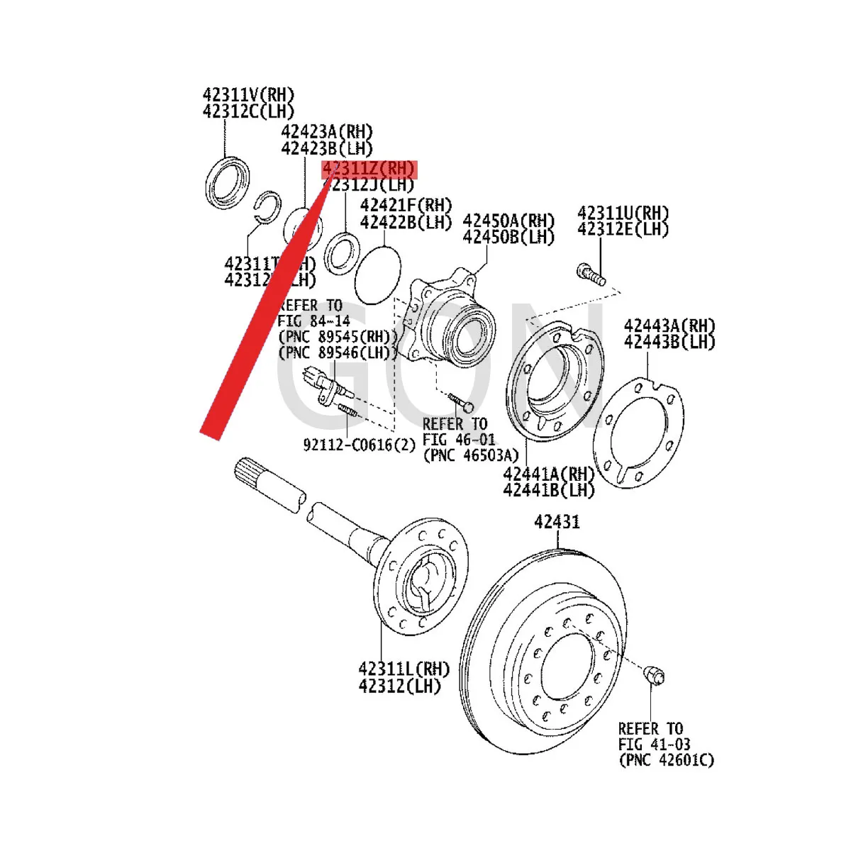 

Washer (for the right rear axle shaft) 2010-Toy ota FJC RUI SER HIL UXS URF TAC OMA rear axle pad bearing washer