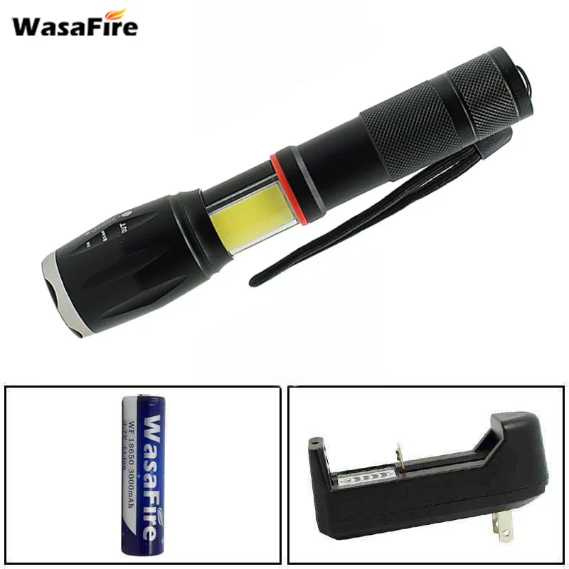 Светодиодный фонарик Wasafire T6 со скрытым COB дизайном фонарь на магните алюминиевый