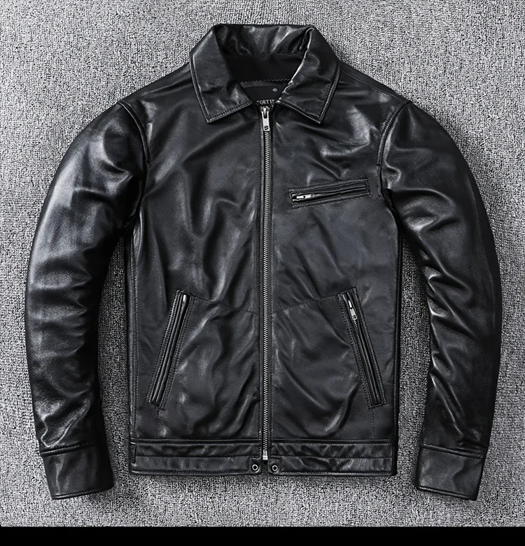 

black shipping.Wholesales.classic YR!Free soft sheepskin jacket.quality plus size coat.fashion biker leather clothes
