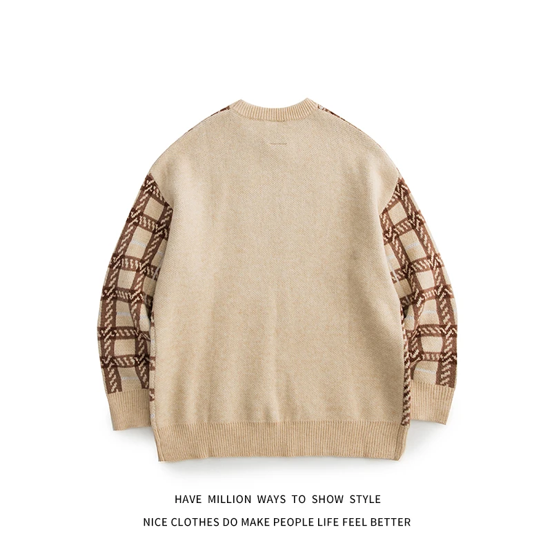 

New Arrival Autumn And Winter Bear Plaid Loose Women's Sweater Unisex Men's Sweatshirts Couple Pullover Streetwear Vintage Chic