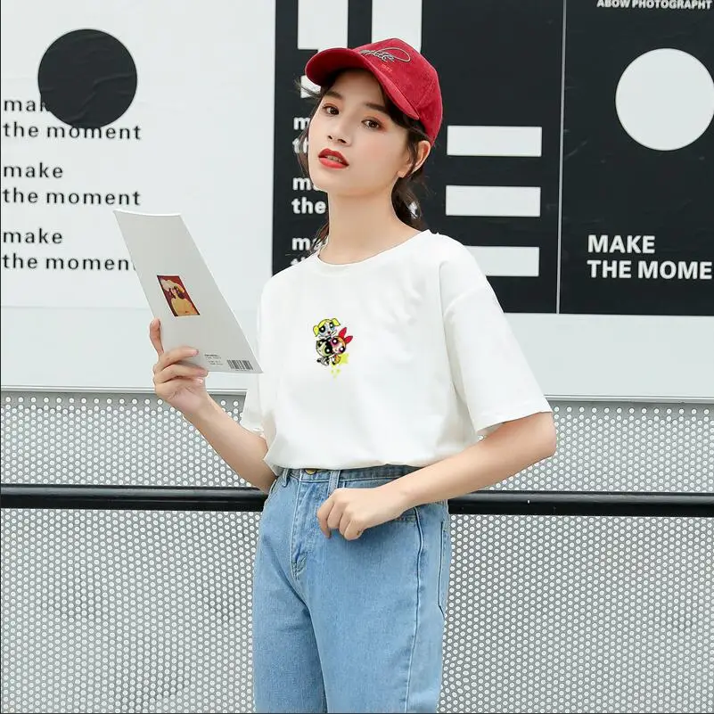 

Kawaii Girls t-shirt women hip-hop ulzzang tees Harajuku style Cartoon print t-shirts girls autumn fashion top