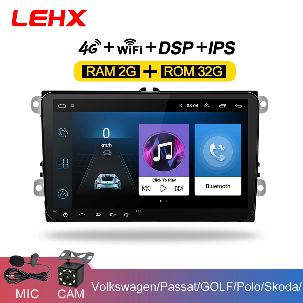 LEHX 9 дюймов Автомобильный Android 8,1 автомобильный Радио gps авто радио 2 Din USB для VW Skoda Octavia golf 5 6 touran passat B6 jetta polo tiguan