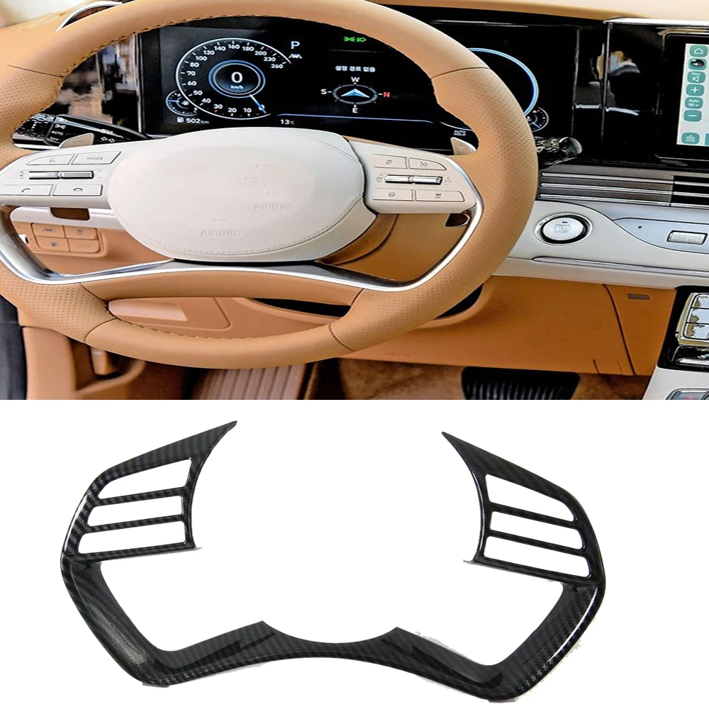 

For Hyundai Azera Grandeur 2020 2021 Carbon Fiber Car Steering Wheel Button Cover Trim Steering Wheel Control Frame Accessories