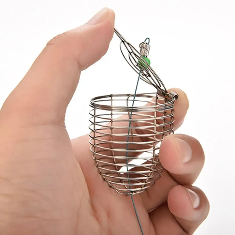 

Fish Small Stainless Steel Wire Fish Bait Trap Basket Fishing Tackle Lure Cage Fish Bait Basket