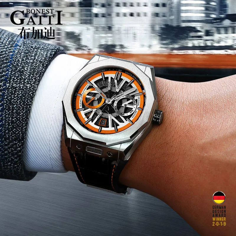 Часы GATTI мужские спортивные автоматические механические водонепроницаемые