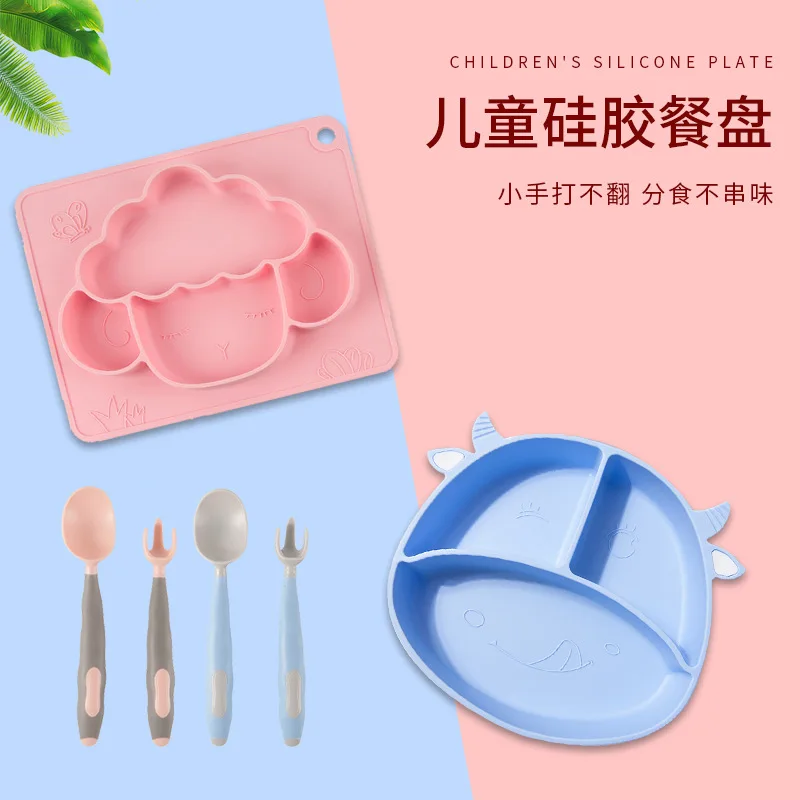 

Baby Silicone Dinner Plates Complementary Food Suction Cup Bowl Cartoon Silicone Sheep Dinner Plates Children's Dinner Plates
