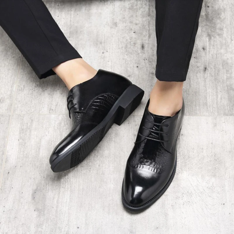 Мужские деловые туфли на каблуке 8 см в британском стиле | Обувь