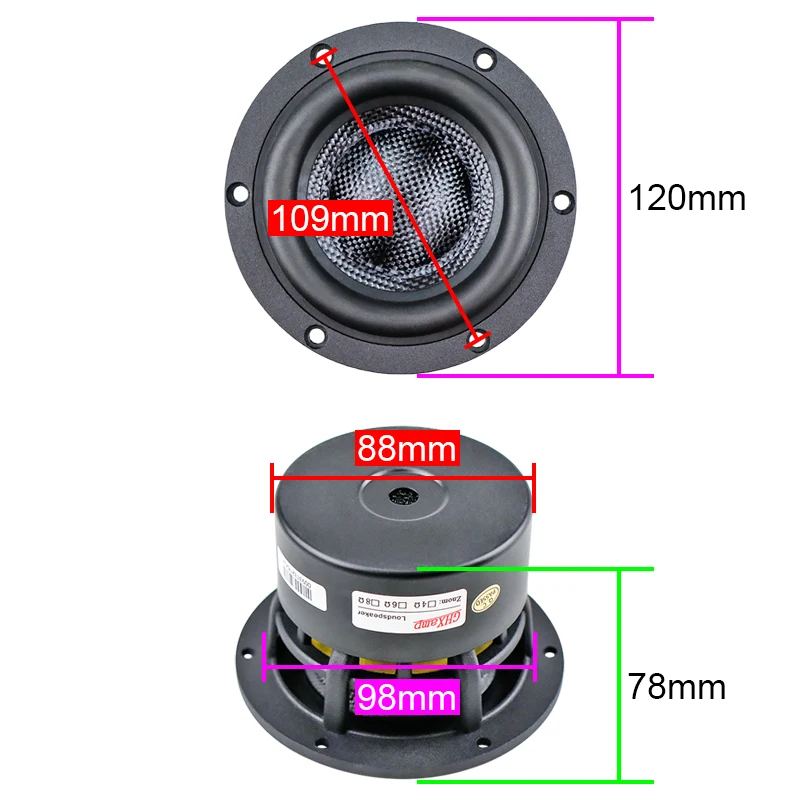 1 шт. 40-80 Вт 4-дюймовый динамик сабвуфер блок HiFi оригинальный Стекловолоконный