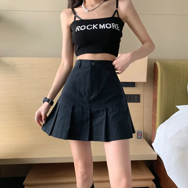 Плиссированные мини-юбки HOUZHOU в стиле Харадзюку розовая джинсовая юбка с