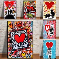pop graffiti art heart canvas painting abstract street art posters and prints wall art picture for livingroom home decor cuadros