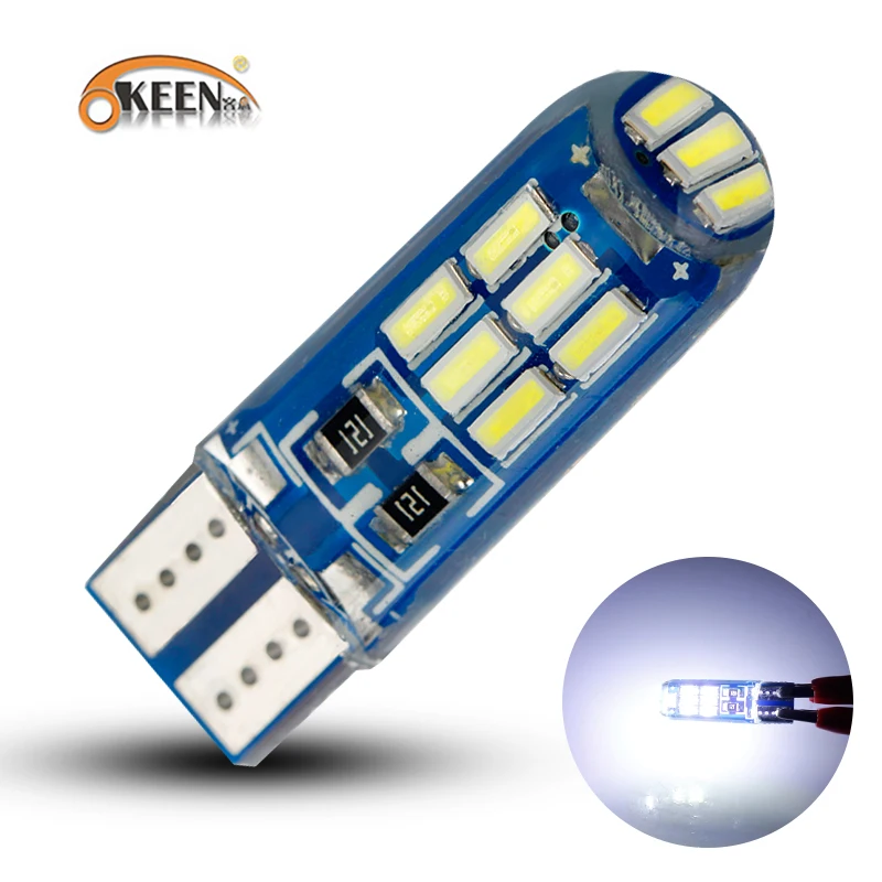 

OKEEN 1PC Car Led T10 W5W Canbus 194 168 4014 15SMD Auto Interior License Plate Lamp Reading Clearance Light 12V White 6000K