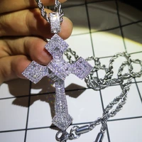 fashion classic retro large cubic zirconia cross necklace for men high quality crystal cross choker pendant religious jewelry