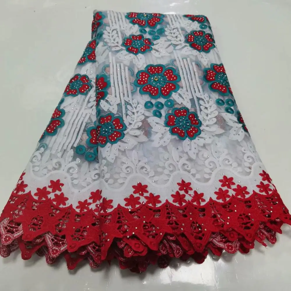 

Nice Lady Evening Party Embroidery Tulle Cloth French Net Lace Fabric With Rhinestones VRN351 (5Yards/Lot)
