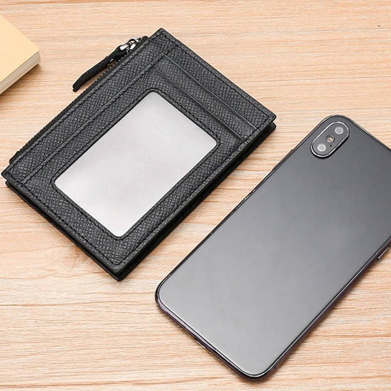 

Leather Credit Card Wallet RFID Blocking Slim Zipper Pocket Coin Purse Cash Organizer Holder Pouch for Men Women