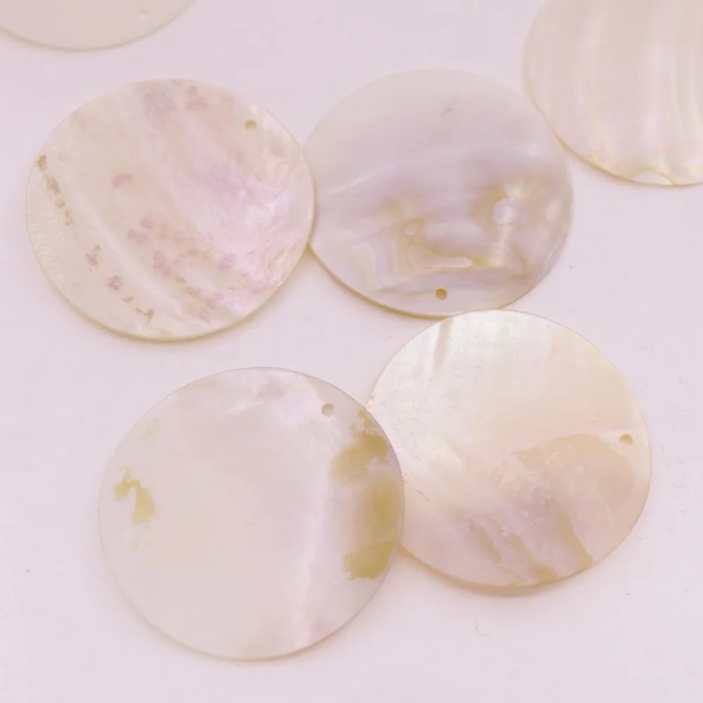 10 шт 50 мм круглая монета натуральный бежевый белый корпус Топ Просверленный для