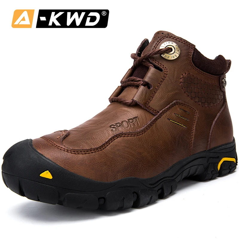 2019 из натуральной кожи Сезон Зима Мужские ботинки теплые деловые с высоким