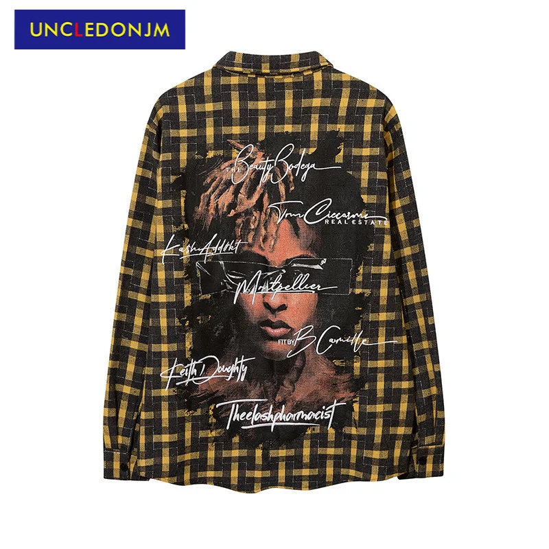 

UNCLEDONJM mens fashion clothing trends Plaid shirt oversized button up shirt vintage shirt button up shirt CS288