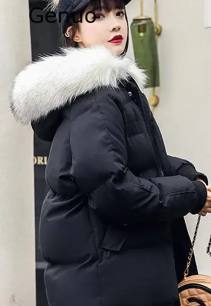 

2020 Fashion Woman Fake Fur Parkas Women Down Cotton Jacket Coat New Student Korean Version Loose Down Jackets Winter Outerwear