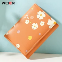 brand design floral pattern small wallets womens pu leather ladies card holder travel purse female hot fashion mini clutch bag