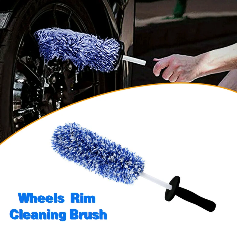 

Top Microfiber Premium Wheels Brush Non-Slip Handle Easy To Cleaning Rims Spokes Wheel Barrel & Brake Caliper Soft Bristle Tool