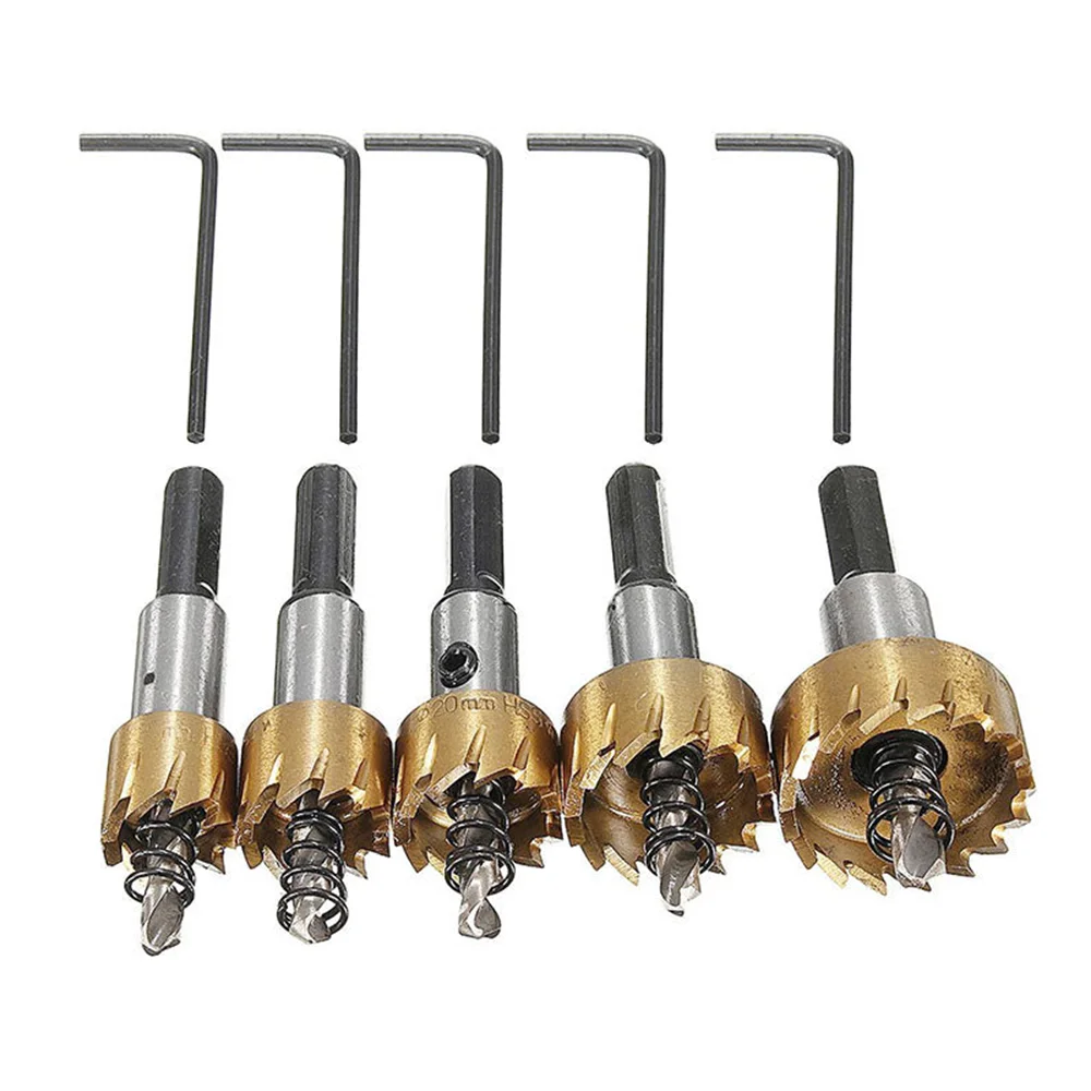 5 Pcs Carbide Tip HSS Drill Bit Saw Set Metal Wood Drilling Hole Cut Tool For Installing Locks 16/18.5/20/25/30mm