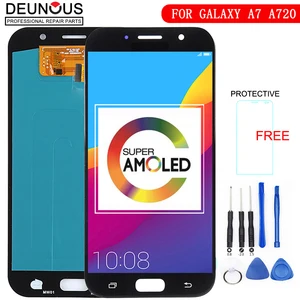 super amoled phones display for samsung galaxy a7 2017 a720 a720f a720m lcds touch screen digitizer assembly lcd replacement free global shipping