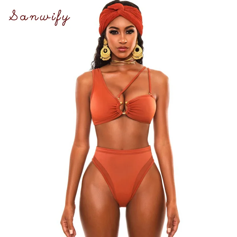 

2020 Print High Waist Swimsuit Bathing Suit Swimwear Swimming Suits For Women High Leg Cut Bandage Bikini