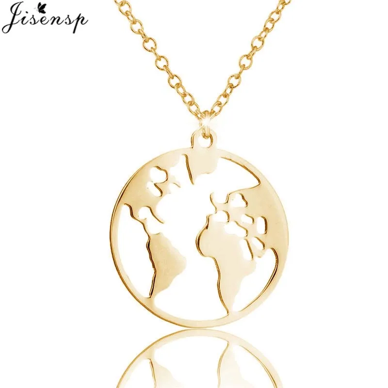 XL347G Jisensp, серьги-гвоздики из нержавеющей стали, Карта мира, для женщин, подарок для путешествий, винтажный глобетроттер, земля, ручная работа, ювелирные изделия oorbellen - Окраска металла: XL347G