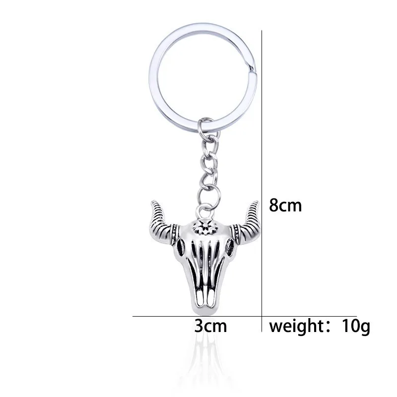 

Punk Alloy Retro Animal Bull Head Pendant Men's Key Chain Riding Motorcycle Key Ring Popular Christmas Jewelry Gift 2020 New