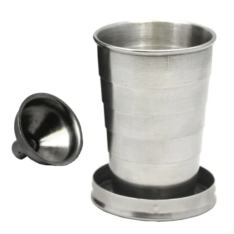 

Black FLASK Builtin Collapsible SHOT GLASS Stainless Steel Screw Cap Hip Pocket