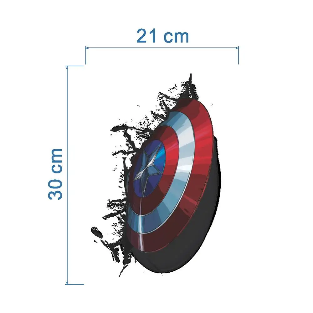 Disney Captain America shield разбивается в стену и входит 3D Декоративную наклейку|Наклейки