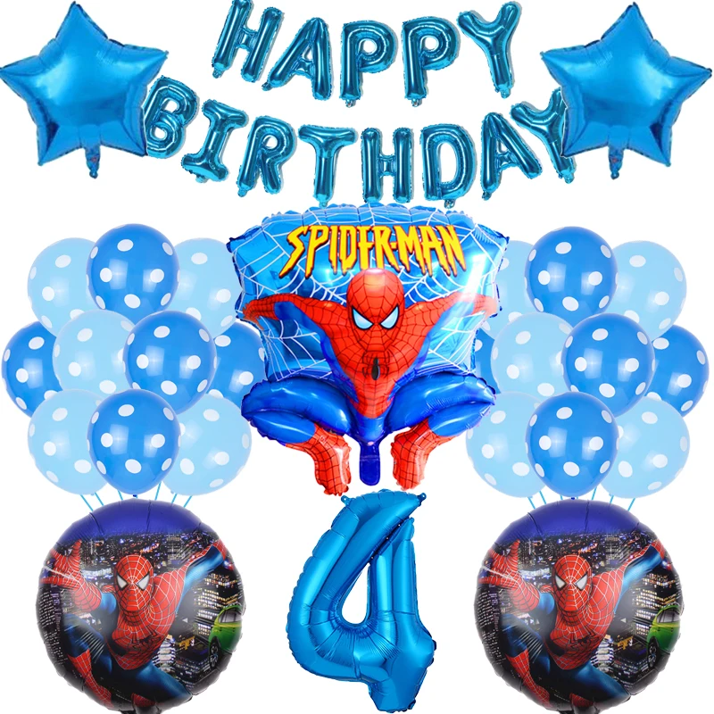 

39pcs Spiderman Foil Helium Balloons red blue Number balloon hero Birthday Party Decoration Kids Toys Air Globos boy supplies