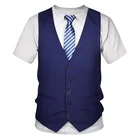 3D футболка Забавный Поддельные костюм галстук-бабочка для смокинга 3D печатных футболки для мужчин модные летние детские костюмы с короткими рукавами в уличном стиле с имитацией костюм жилет Футболка