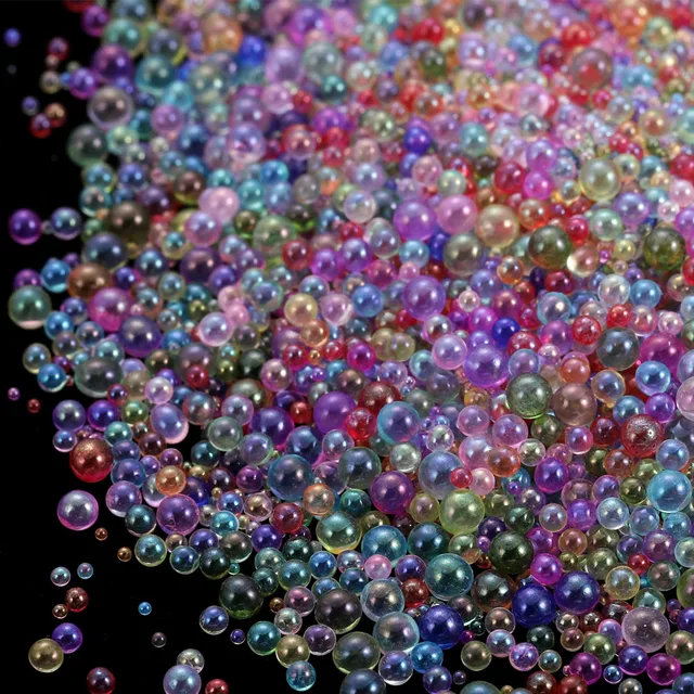10/20g 0.4-3mm mini bubble ball beads tiny glass bead resin filling for silicone mold uv resin epoxy filler diy nail art decor