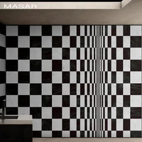 MASAR Original visual black and white grid mural living room sofa background wall paper waterproof wallpaper Inverse