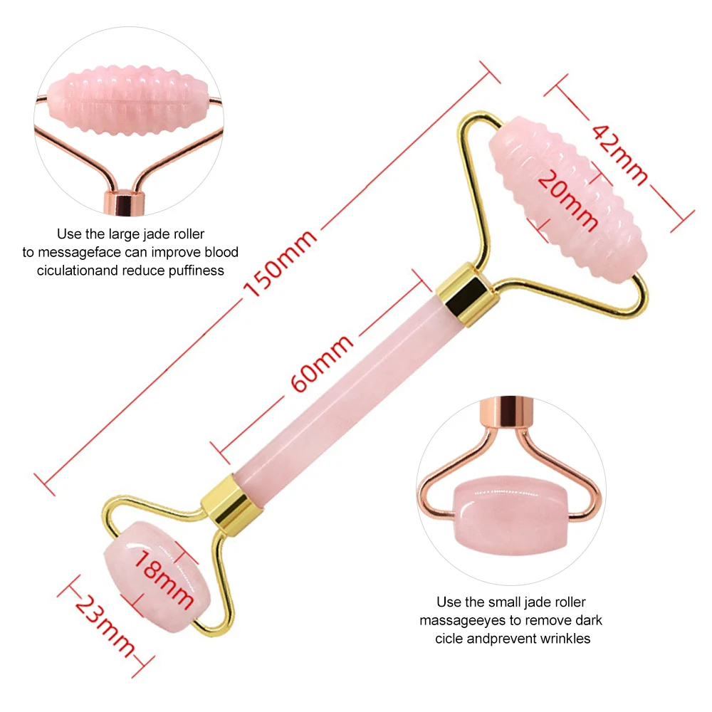 

10*5CM Big Size Rose Quartz Jade Roller Face Slimming Lifting Massager Natural Jade Stone Facial Skin Care Beauty Massage Tools