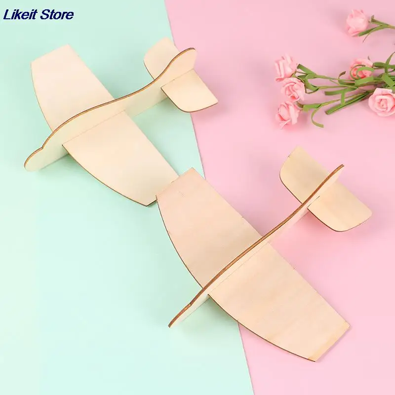 

2PCS Blank Wooden Insert Puzzle Plane DIY Toy Aircraft Model Fun Game Painting Graffiti Material Art Crafts Toy for Children