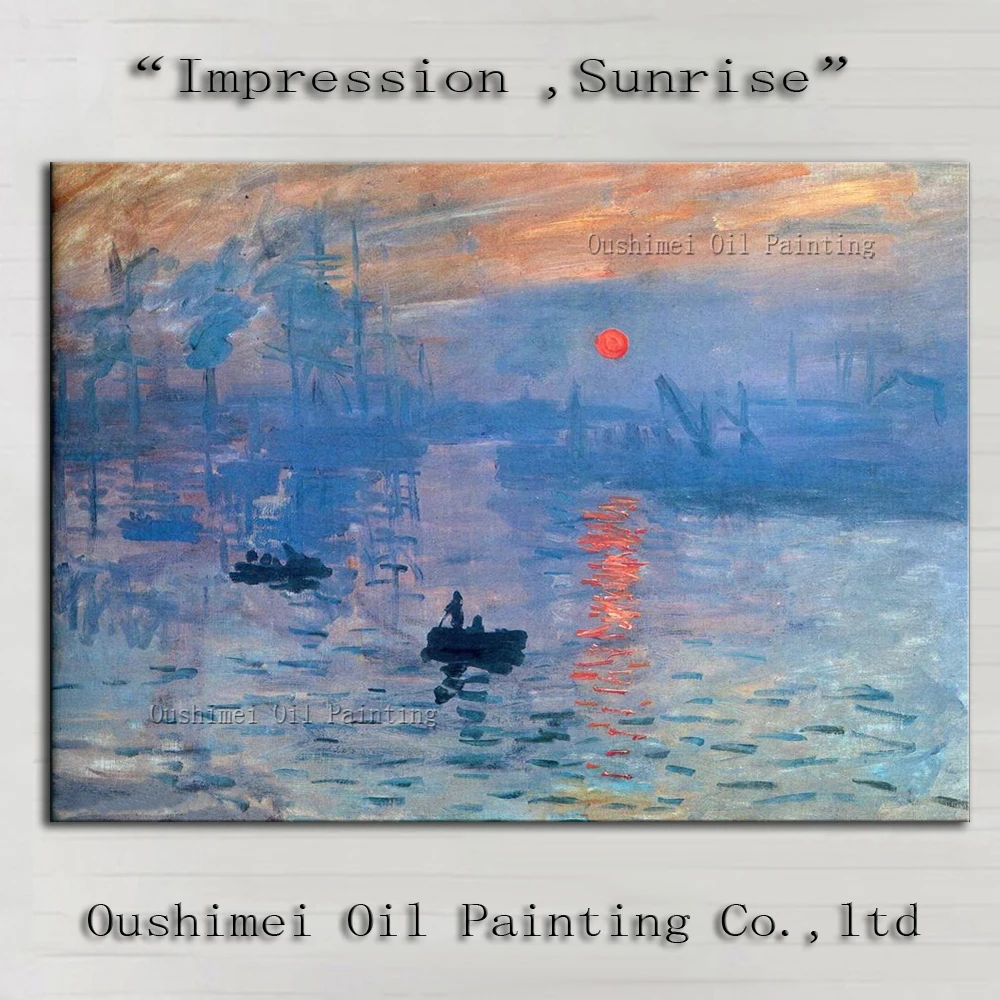 

Pure Hand Painted Famous Monet Oil Painting On Canvas Seascape for Wall Decor Modern Sunrise Landscape Wall Art Painting