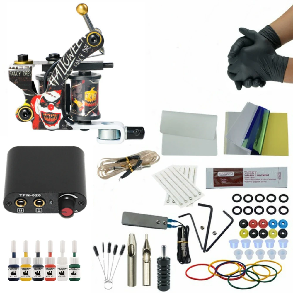 Один тату машинка пистолет Мощность иглы набор чернил изысканное мастерство