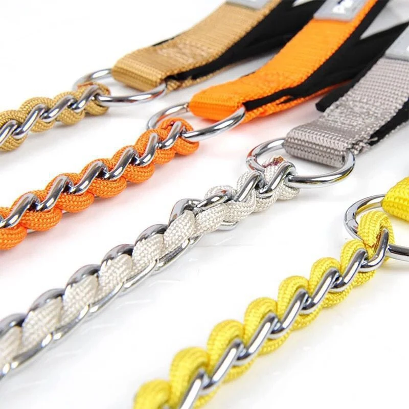 

Pet Products Iron Chain Bite-resistant Dog Leash Nylon Iron Braided Wear-resistant Pet Dog Leash