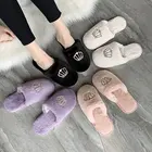 Модная Новая женская обувь, хлопковые тапочки, Женская осенне-зимняя одежда, милые домашние сетчатые теплые домашние меховые тапочки знаменитостей