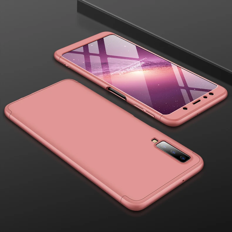 Чехол для Samsung A7 2018 360 цветной Защитный матовый Жесткий чехол с полным покрытием
