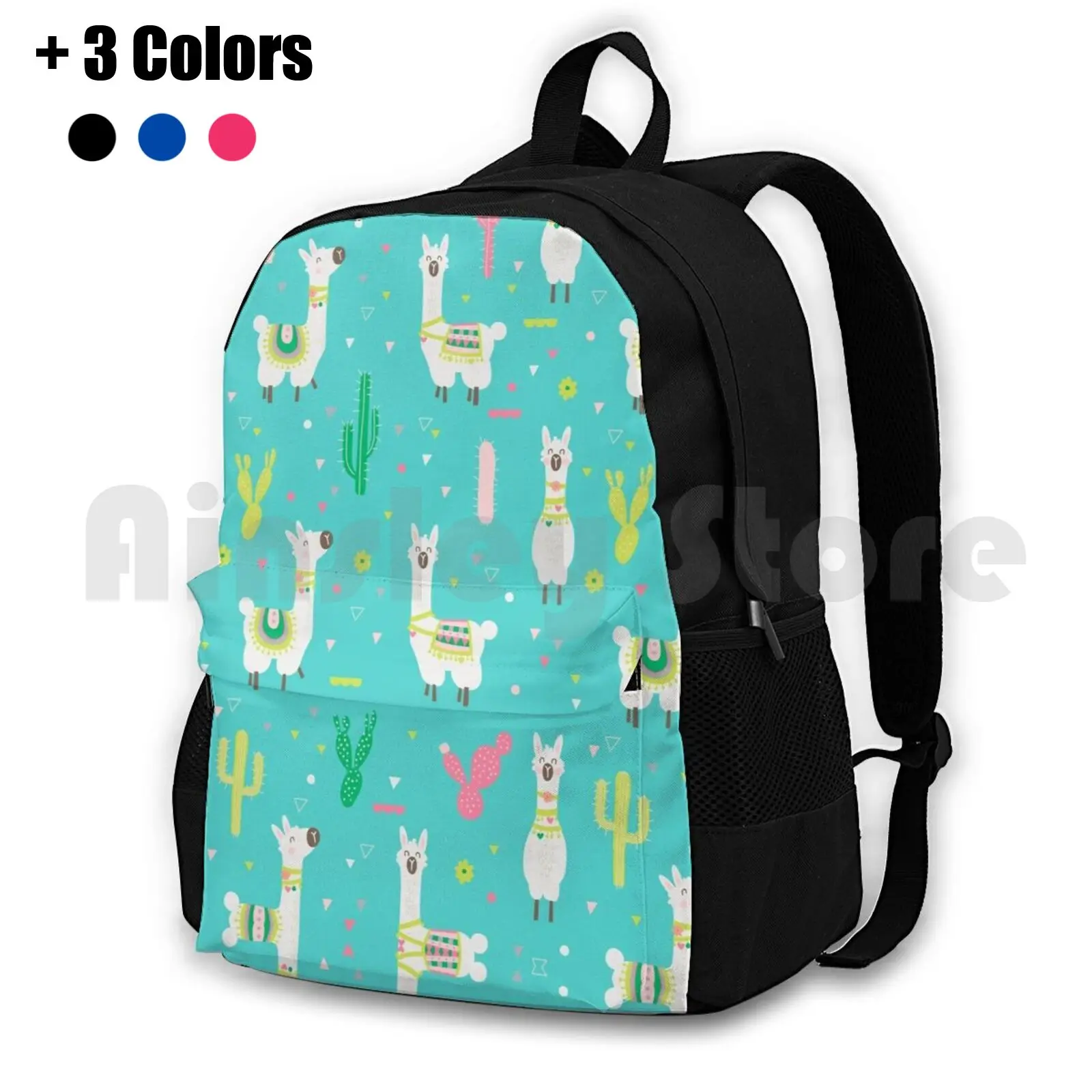 

Llama Outdoor Hiking Backpack Waterproof Camping Travel Llama Alpaca Animals Animal Cactus Boho Aztec Peru Peruvian Handmade